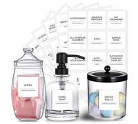 Prefdo Lot de 144 étiquettes de buanderie pré-imprimées, blanches, minimalistes, autocollants d'organisation de la maison pour buanderie, placard, salle de bain, fournitures de nettoyage