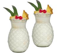 Prefdo Lot de 2 grands verres à cocktail en forme d'ananas - 570 ml - Pour cocktail, bière, eau, jus