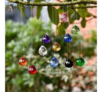 Prefdo Lot de 20 boules de cristal à facettes multicolores à suspendre, prismes arc-en-ciel, pendentifs pour lustres, boules d'éclairage, attrape-soleil, décoration d'arbre de Noël