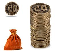 Prefdo Lot de 20 pièces de monnaie en métal pour jeux de société, jetons au trésor pour poker, RPG, stratégie, jeu de table, monnaie fantastique, monnaie de jeu générique robuste (bronze, valeur 20