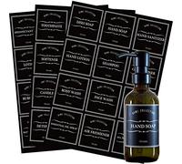 Prefdo Lot de 36 Autocollant d'étiquette de Bouteille de désinfectant pour Les Mains, pour shampooing, après-shampooing, Distributeur de Lotion (Noir)