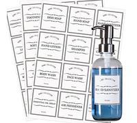 Prefdo Lot de 36 Autocollant d'étiquette de Bouteille de désinfectant pour Les Mains, pour shampooing, après-shampooing, Distributeur de Lotion (Blanc)