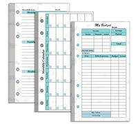 Prefdo Lot de 4 Recharges pour Planificateur A6 - 82 Feuilles Hebdomadaires, Mensuelles, Agenda Budgétaire à 6 Trous pour Classeur A6, Organiseur