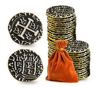 Prefdo Lot de 50 pièces de monnaie au trésor en bronze - Répliques de doubloon espagnol pour jeux de société, fête pirate, cosplay, 3 cm