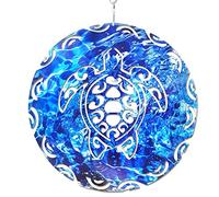 Prefdo - Moulin à vent en métal 3D unique découpé au laser - Sculpture cinétique à suspendre - Cadeau pour extérieur, cour, terrasse, jardin - Tortue tribale