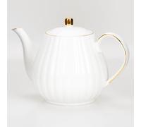 Prefdo Théière en porcelaine blanche avec couvercle style britannique pour thé/café/lait/femme/maison/cuisine/bureau/café/thé