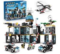 Préfecture de Police HOGOKIDS - Kit de Construction 1261 PCS avec Hélicoptère, Voitures et Moto - Jouet pour Enfants 8 ans et Plus