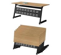 Preferspace 4pcs Table de conférence Pliable avec Roues roulantes silencieuses modulaire Flip Top Bureau de Salle de Formation Conception Mobile
