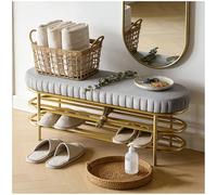 Preferspace Banc de Rangement for Chaussures en métal, Support de siège étroit à 2 Couches au Design Contemporain for entrée, Couloir, Salon(120cm/47.2in)