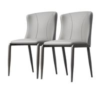 Preferspace Chaise de Salon rembourrée en Similicuir, Dossier Ergonomique, Assise Confortable, Pieds en métal Robustes.(Light Gray 2ps)