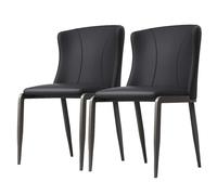 Preferspace Chaise de Salon rembourrée en Similicuir, Dossier Ergonomique, Assise Confortable, Pieds en métal Robustes.(Black 2ps)