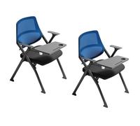 Preferspace Chaises à Tablette en Maille Respirante for Bureau intégré, for Salle d'attente, école, café, Zone de Pause, Hall d'hôtel, Bureau(Blue 2ps)