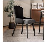 Preferspace Chaises de Salle à Manger avec Dossier incurvé, revêtement en Coton et Lin et Pieds Robustes en métal for Cuisine, Salle à Manger et Salon(Black)