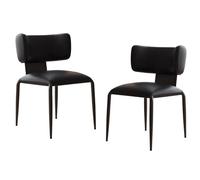 Preferspace Chaises de Salle à Manger rembourrées de Style Milieu du siècle avec Assise rembourrée en Similicuir et Pieds en métal Robustes for Cuisine et Salle à Manger(Black 2ps)