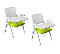 Preferspace Chaises de Salle de vec Bureau attaché, Conception Pliable, siège en Maille Respirante, Cadre en métal Robuste for Une Utilisation dans Une Zone de Pause au Bureau(Green 2ps)