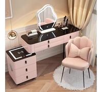 Preferspace Coiffeuse à LED avec Miroir Lumineux, Table de Maquillage à 3 Modes, Armoire de Rangement Amovible, Haut-Parleur Bluetooth, Chargeur de téléphone sans Fil, siège en Velours Inclus