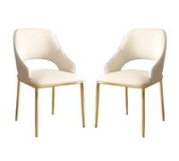 Preferspace Ensemble de 2 chaises d'appoint avec Dossier incurvé et revêtement en Similicuir for Salle à Manger, Salon, Cuisine ou Bureau à Domicile(Beige)