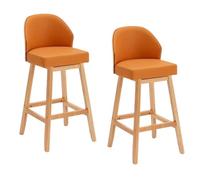 Preferspace Ensemble de 2 chaises de Bar à Hauteur de comptoir du Milieu du siècle, tabourets de Bar en Cuir PU avec Support arrière for îlot de Cuisine Domestique(Orange,72cm/28.3in)