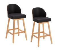 Preferspace Ensemble de 2 chaises de Bar à Hauteur de comptoir du Milieu du siècle, tabourets de Bar en Cuir PU avec Support arrière for îlot de Cuisine Domestique(Black,72cm/28.3in)