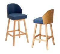 Preferspace Ensemble de 2 chaises de Bar à Hauteur de comptoir du Milieu du siècle, tabourets de Bar en Cuir PU avec Support arrière for îlot de Cuisine Domestique(Blue,72cm/28.3in)