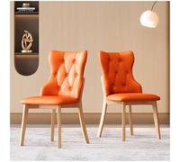 Preferspace Ensemble de 2 chaises de Cuisine rembourrées en Similicuir avec Pieds en Bois, for Restaurant, café et Usage Domestique.(Orange Walnut Legs 2ps)