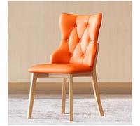 Preferspace Ensemble de 2 chaises de Cuisine rembourrées en Similicuir avec Pieds en Bois, for Restaurant, café et Usage Domestique.(Orange Walnut Legs 1ps)