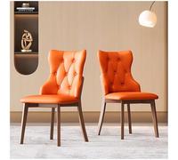 Preferspace Ensemble de 2 chaises de Cuisine rembourrées en Similicuir avec Pieds en Bois, for Restaurant, café et Usage Domestique.(Orange Log Legs 2ps)