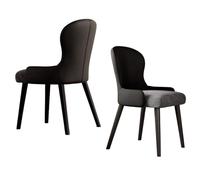 Preferspace Ensemble de 2 chaises de Salle à Manger avec Dossier Ergonomique, revêtement en Coton et Lin, for la Maison, Le Bureau, Le Salon ou la Cuisine.(Black)
