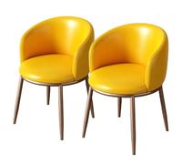 Preferspace Ensemble de 2 chaises de Salle à Manger en Similicuir rembourrées, avec Dossier incurvé et Pieds en métal. Conception Ergonomique for Un Bon Maintien du Dos.(Yellow)
