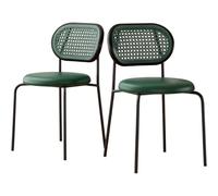 Preferspace Ensemble de 2 chaises de Salle à Manger rembourrées avec Coussins épais et Cuir PU, Design Ergonomique, Pieds en métal pour Cuisine et Salon