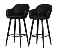 Preferspace Ensemble de 2 chaises Island avec tabourets de Hauteur comptoir et Dossier, Pieds en métal, for Salle à Manger et café(Black,70cm/27.6in)