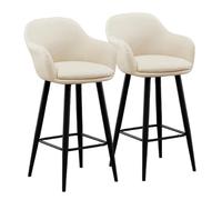 Preferspace Ensemble de 2 chaises Island avec tabourets de Hauteur comptoir et Dossier, Pieds en métal, for Salle à Manger et café(White,75cm/29.5in)