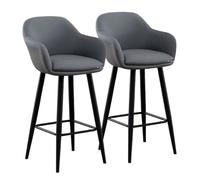 Preferspace Ensemble de 2 chaises Island avec tabourets de Hauteur comptoir et Dossier, Pieds en métal, for Salle à Manger et café(Gray,75cm/29.5in)