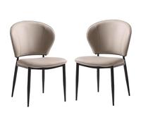 Preferspace Ensemble de 2 Tables et chaises de Salle à Manger avec assises rembourrées en Similicuir et Pieds en métal, Dossier Ergonomique for Cuisine et Salon.(Light Gray)