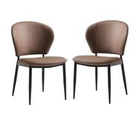 Preferspace Ensemble de 2 Tables et chaises de Salle à Manger avec assises rembourrées en Similicuir et Pieds en métal, Dossier Ergonomique for Cuisine et Salon.(Coffee Brown)