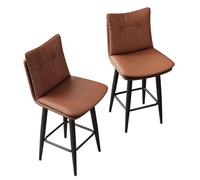 Preferspace Ensemble de 2 tabourets de Bar à Hauteur de comptoir, avec Dossier, revêtement en Cuir PU, Base en métal et Patins antidérapants, pour la Cuisine.