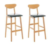Preferspace Ensemble de 2 tabourets de Bar à Hauteur de comptoir, tabourets de Bar rembourrés avec Support arrière et Pieds en Bois Massif for Cuisine et Restaurant(Green,72cm/28.3in)