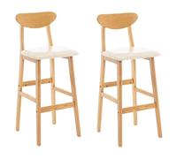 Preferspace Ensemble de 2 tabourets de Bar à Hauteur de comptoir, tabourets de Bar rembourrés avec Support arrière et Pieds en Bois Massif for Cuisine et Restaurant(White,72cm/28.3in)
