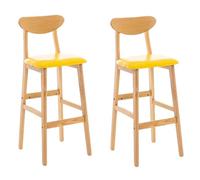 Preferspace Ensemble de 2 tabourets de Bar à Hauteur de comptoir, tabourets de Bar rembourrés avec Support arrière et Pieds en Bois Massif for Cuisine et Restaurant(Yellow,72cm/28.3in)