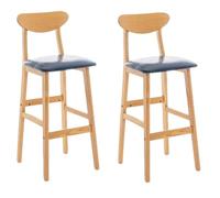 Preferspace Ensemble de 2 tabourets de Bar à Hauteur de comptoir, tabourets de Bar rembourrés avec Support arrière et Pieds en Bois Massif for Cuisine et Restaurant(Blue,72cm/28.3in)