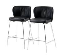 Preferspace Ensemble de 2 tabourets de Bar avec Dossier incurvé et Structure métallique, revêtement rembourré, for îlot Central, Salle à Manger et Bureau.(Black,75cm/29.5in)