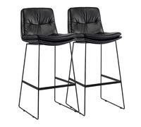 Preferspace Ensemble de 2 tabourets de Bar, Hauteur comptoir, avec Dossier, revêtement en Similicuir, Pieds en métal, pour Coin TV ou Cuisine.