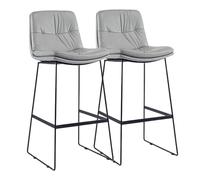 Preferspace Ensemble de 2 tabourets de Bar, Hauteur comptoir, avec Dossier, revêtement en Similicuir, Pieds en métal, pour Coin TV ou Cuisine.