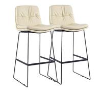 Preferspace Ensemble de 2 tabourets de Bar, Hauteur comptoir, avec Dossier, revêtement en Similicuir, Pieds en métal, pour Coin TV ou Cuisine.