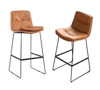 Preferspace Ensemble de 2 tabourets de Bar, Hauteur comptoir, avec Dossier, revêtement en Similicuir, Pieds en métal, pour Coin TV ou Cuisine.