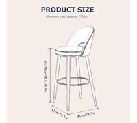 Preferspace Ensemble de 2 tabourets de Bar, Hauteur comptoir, Dossier incurvé et Structure métallique, revêtement rembourré, for Cuisine, îlot Central, Salle à Manger et Bureau.(Beige,65cm/25.6in)