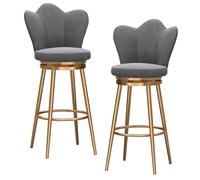 Preferspace Ensemble de 2 tabourets de Bar pivotants à 360° avec Dossier, Assise en Velours Doux, piètement en métal et Dossier Ergonomique.(Gray,65cm/25.6in)