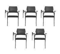 Preferspace Ensemble de 5 chaises de Salle de conférence avec Bras de Tablette Pliant Ergonomique attaché au Bureau, Construction en métal for Les réunions, Les présentations de Formation(Black)