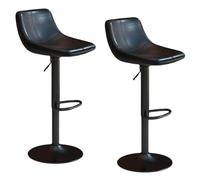 Preferspace Island Tabourets Tabourets de Bar pivotants réglables en Simili Cuir rembourrés avec Dossier et Base Robuste for Le Petit-déjeuner et Les sièges de Bar(Black 2ps)