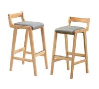 Preferspace Lot de 2 chaises à Hauteur de comptoir, tabourets de Bar avec revêtement en Cuir PU et Dossier incurvé Ergonomique, Pieds en Bois Massif(Orange,70cm/27.6in)